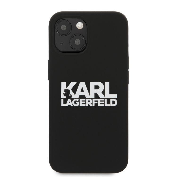 CG MOBILE Karl Lagerfeld Liquid Silicone Case Stack Logo Compatible for iPhone 13 (6.1") Easy Access to All Ports, Scratch Resistant, Drop Protection Back Cover