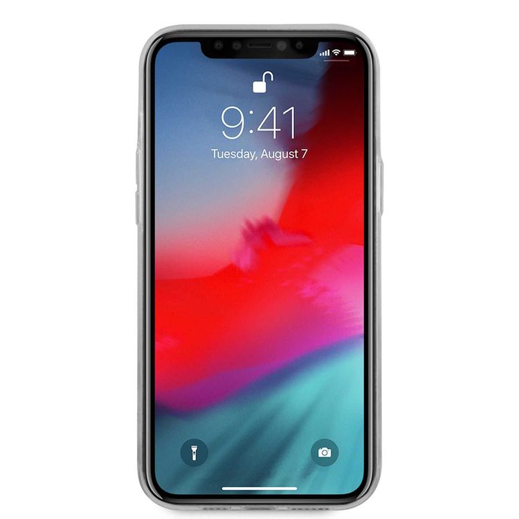 CG Mobile Guess PC/TPU Triangle Logo Hard Case, Easy Access to All Ports, Anti-Scratch, Shock-Absorption & Drop Protection Back Cover Compatible for iPhone 12 / 12 Pro ( 6.1" ) - White