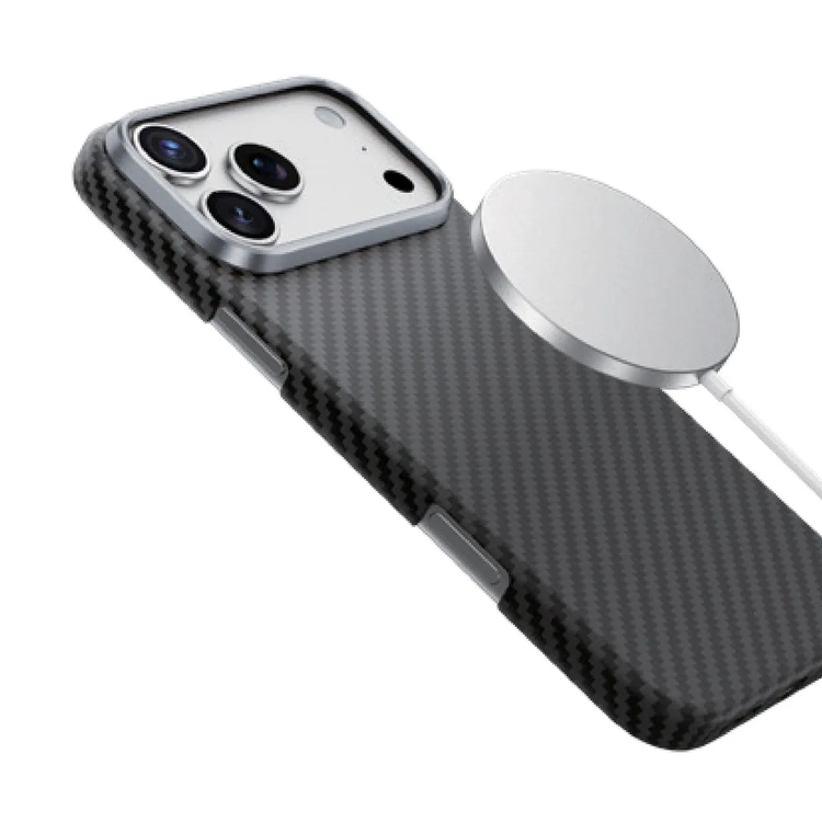 Green Lion Magsafe Kevlar Case for iPhone 17 Pro, Comfortable Grip, Aluminum Alloy Guard, Drop Protection, Lightweight Design, Ultra-Slim - Black