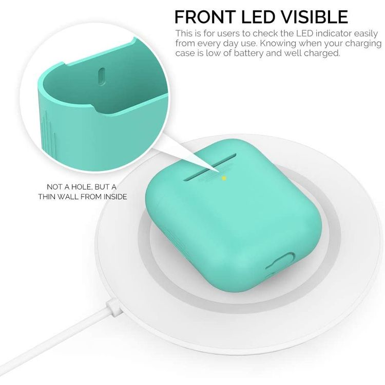 AhaStyle Premium Silicone Case Compatible for AirPods 1/2 Generation, Scratch Resistant, Drop Resistant, Dustproof and Absorbing Protective Cover - Mint Green