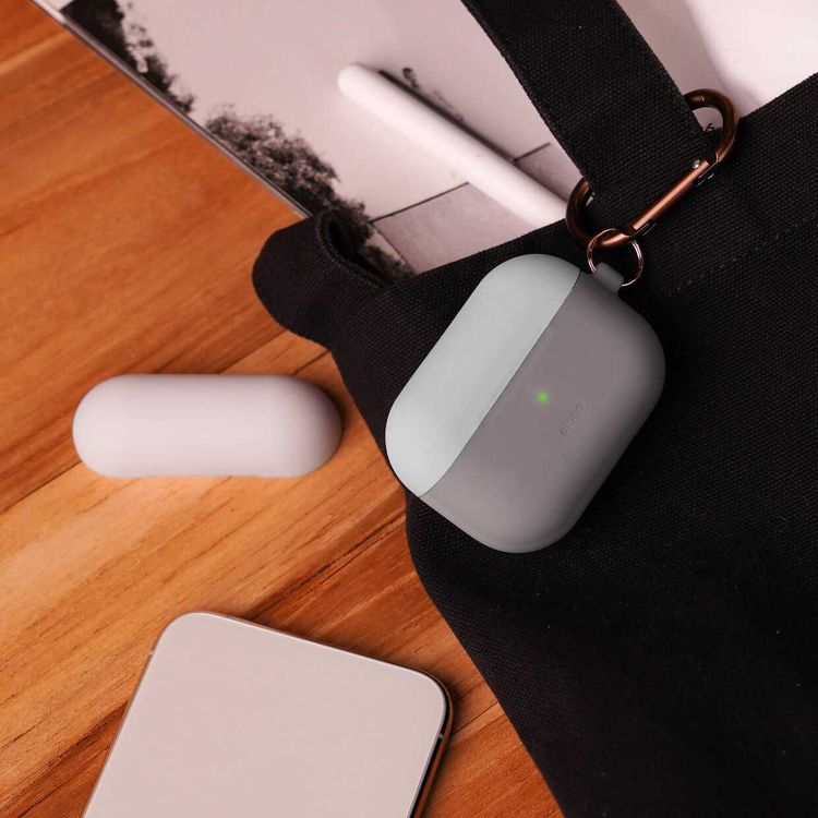 Elago Duo Hang Case for Apple Airpods Pro - Top-Light Gray / Mint, Bottom-Dark Gray Translucent