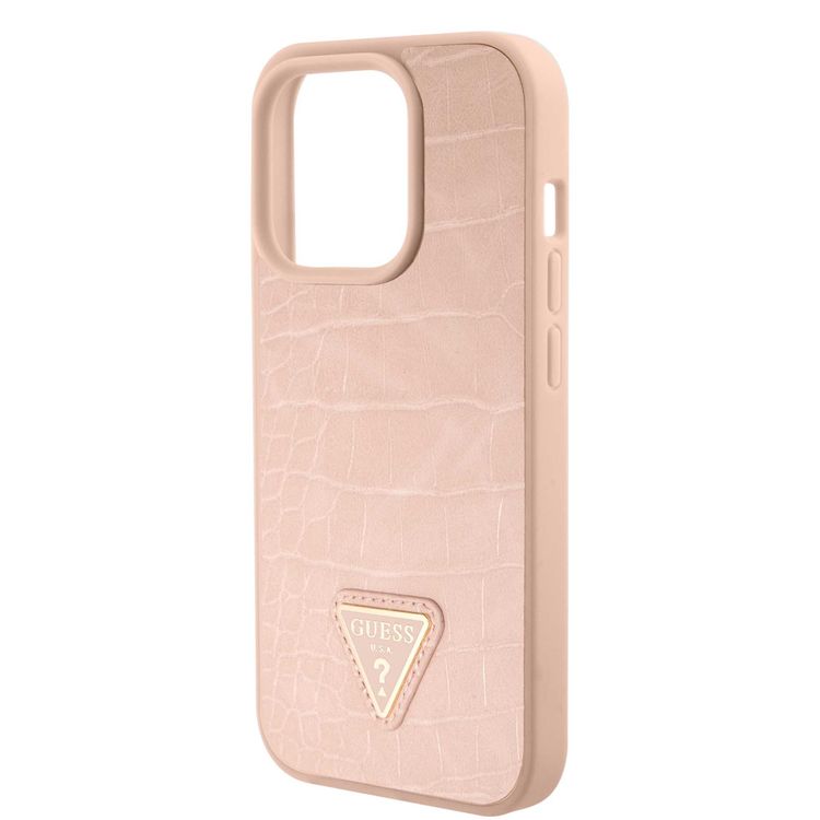 Guess Croco Case with Triangle Logo - Pink - iPhone 15 Pro Max