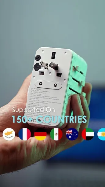 Powerology Universal 85W Super Charger in UAE | Retractable Type-C Cable - White Color | (PWCUQC026WH)