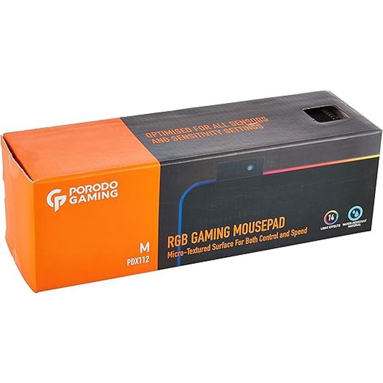 Porodo RGB Gaming Mousepad M, 14 Light Effects- Black