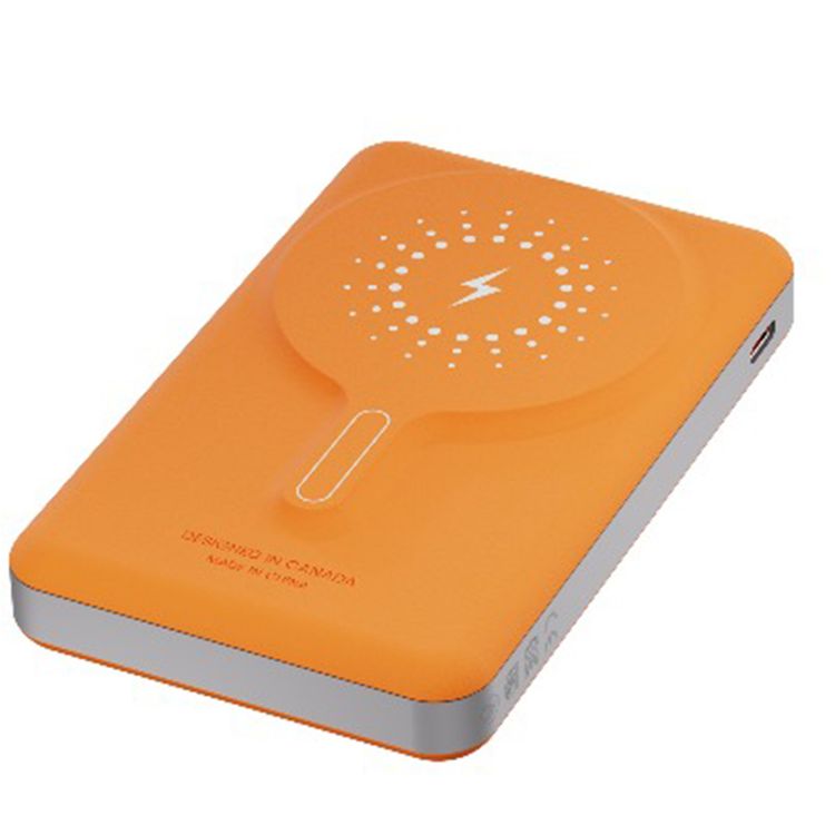 Levelo Marabella MagSafe Leather 10000mAh Power Bank with OLED Battery Status Display, N52 Magnets, 15W Wireless Charging, 20W Power Delivery, Overcurrent Protection - Orange