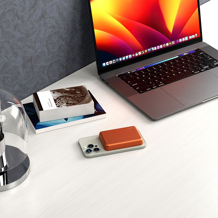   Porodo 10000mAh MagSafe Power Bank with Fast Charge, Portable & Compact Design, Type-C Input, Type-C & Wireless Outputs, 10° C-45° C Working Temperature, Strong Magnetic Hold, 20W Power Delivery - Orange
