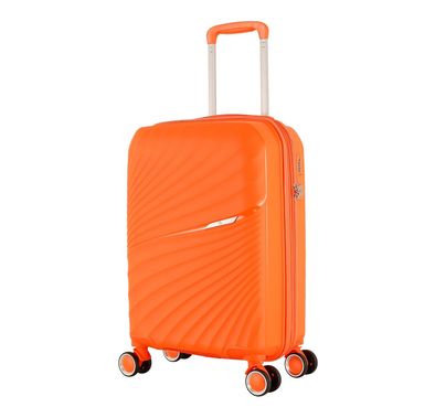 H.T Luggage Bag, Hard Case Polypropylene (PP) Material, Expandable, Telescopic Handle, Scratch Resistant, TSA Lock, Small Case Size - Orange