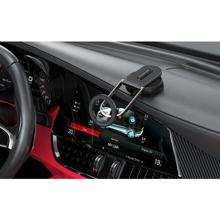 Levelo Nero MagSafe Car Holder & Selfie Stick with Foldable Design, N52 Magnet, Adjustable Angle, Strong Suction Type, Universal Compatibility - Black