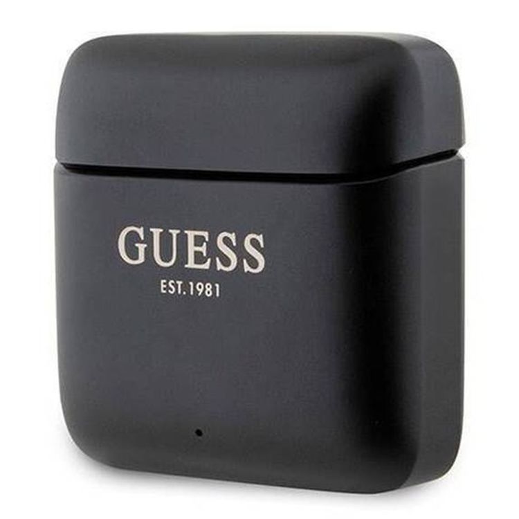 Guess Satined Finish True Wireless Earbuds with Touch Controls, Voice Assistant Support, Multiple Sizes of Silicone Ear Tips, Passive Noise Isolation, 6mm Driver Size, 300mAh Charging Case Battery - Black