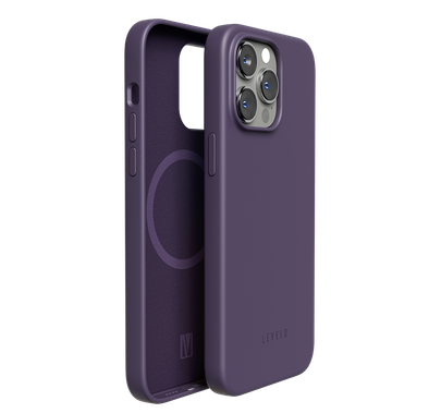 Levelo Iris Magsafe Compatibility Liquid Silicone Case for iPhone 14 Pro Max, Magsafe Compatible, Camera lens Protection, Shock-Proof Edges - Purple