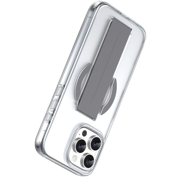 كفر حماية Green Lion MagSafe Grip لهاتف iPhone 16 Pro، شفاف مقاوم للاصفرار، حماية من الدرجة العسكرية، قبضة مريحة - تيتانيوم