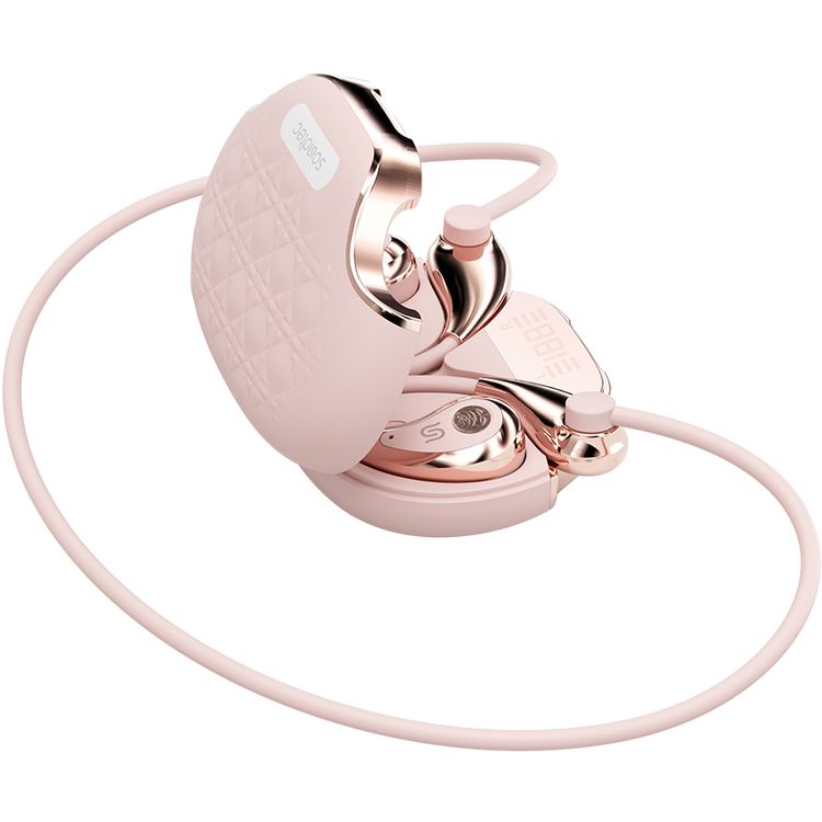 Porodo Soundtec Bella Open-Ear Wireless Earbuds with Clip-On Design, Up to 1 Hour Charging Time, 5.5 Hours Play Time, Bluetooth Version 5.4, 10m Transmission Range, Ergonomic Fit, Touch Control - Pink