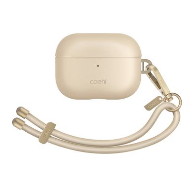UNIQ Coehl Haven Airpods Pro 2nd Gen (2022) Case, Wired and Wireless charging, Matching Detachable Rope Hand Strap, Leatherette - Cream