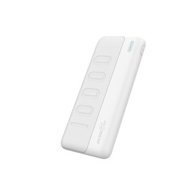 Porodo Blue 10000mAh Slim Power Bank with Dual USB-A Output, Lightweight & Compact Design, Type-C Input, LED Indicator - White