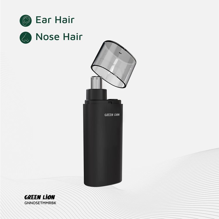 Green Lion Nose Pro Nose & Ear Trimmer with 2 Speed Settings, 360° Rotating Head, Detachable Cutter, 150mAh Battery, 100 Minutes Working Time & 90 Minutes Charging Time, Safety Protection - Black