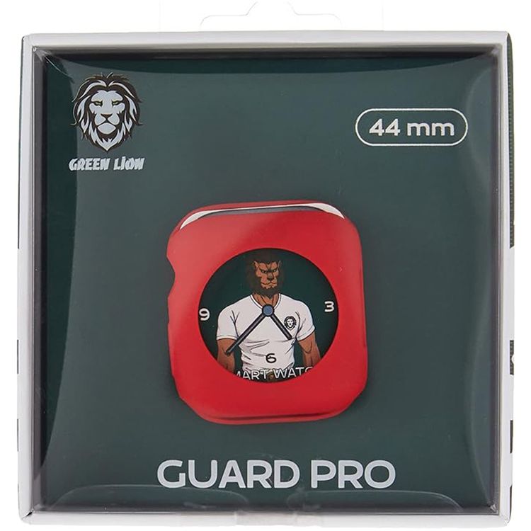 Green Lion Stylin Guard Pro Case for Apple Watch 44mm with 360° Protection, Bubble Free, Scratch Proof, Water Resistant Material, Ultra-thin Double Layer, Hallow Back Design - Red