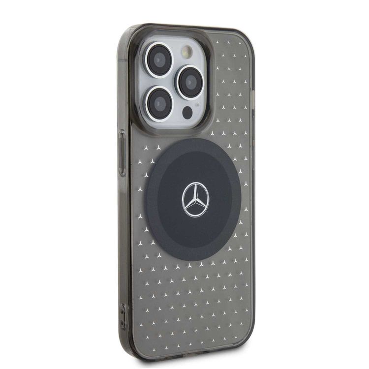 Mercedes-Benz iPhone 15 Pro Max Transparent Magsafe Case Stars Pattern - Black