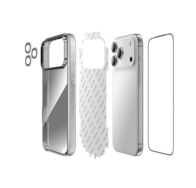 Green Lion 4-in-1 Defender Pack for iPhone 17 Pro Max, Anti-Shock Case, Anti-Fingerprint Camera Lens, Anti-Broken Edges Glass, 360° Comprehensive Protection Case, Anti-Yellowing Case, Anti-Scratch Camera Lens, HD Clarity Glass, Full Protection, High Quality - Clear