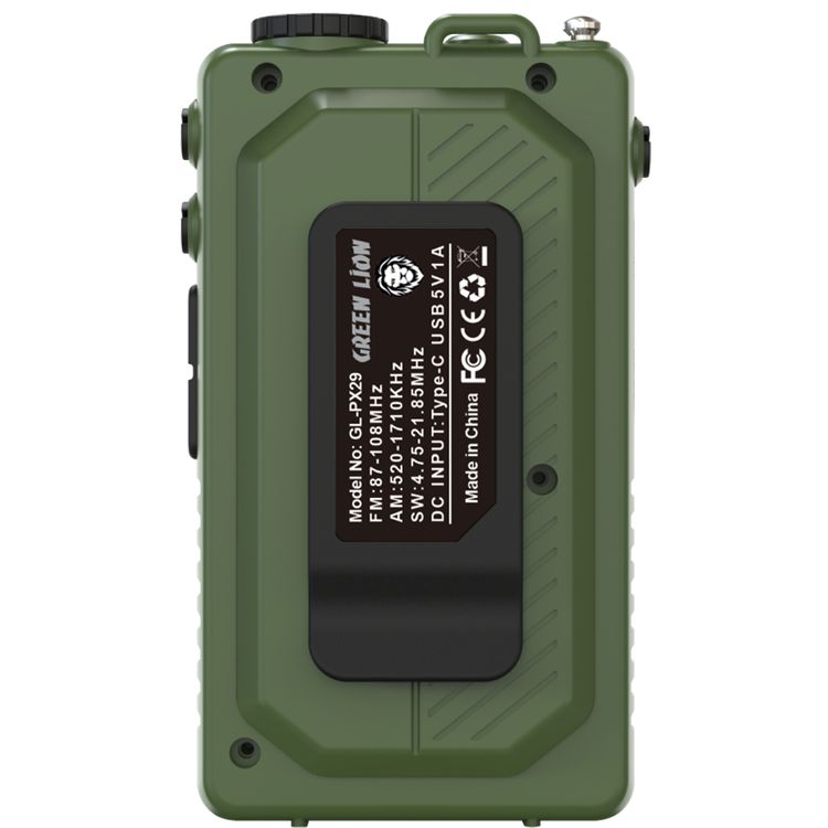 Green Lion Voyager Portable Radio with Bluetooth Speaker, 1.2W Flashlight, 6-7 Hours Playtime, 8-10m Transmission Range, Auto-Scan Mode, Lock & Sleep Function, 1.5 Hours Charging Time - Green