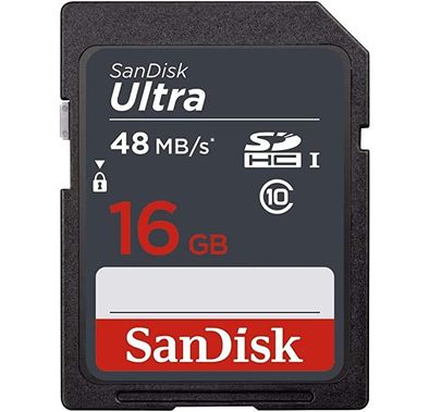 SanDisk Ultra 16GB SD SDHC Memory Flash Card UHS-I Class 10 Read Speed up to 48MB/s 320X SDSDUNB-016G-GN3IN Wholesale Lot + (5 Cases)