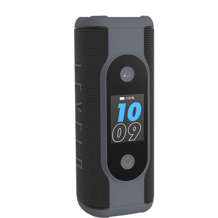 Levelo BassBeat Portable Speaker with 2.4" Touch Display, Up to 12 Hours Play Time, Bluetooth Version 5.4, 8000mAh Battery, Alarm, Clock & Calendar Functions, Water & Dust Resistant, Built-in FM Radio - Black
