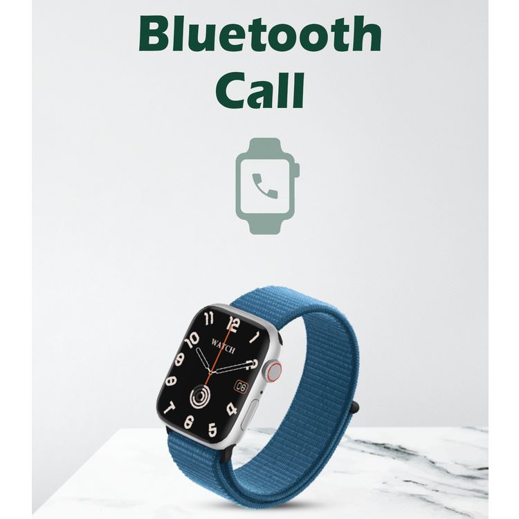 Green Lion Active SE Smart Watch with Full Square Display, 250mAh Battery, Multiple NFC, Waterproof, Bluetooth Call, Heart Rate Tracker, Wireless Charging, Bedside Lamp Mode - Silver / Blue 
