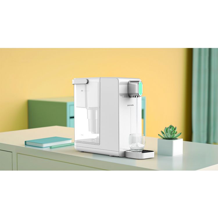 Porodo Lifestyle Instant Hot Water Dispenser with Automatic Ambient Lighting, 10-Second Instant Heating, 4 Levels Temperature Adjustment - White