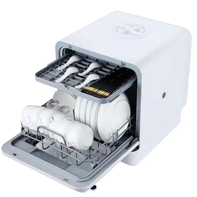 Porodo Lifestyle Counter-Top Dishwasher 220V, 5L Water Tank Capacity, 25L Space Capacity, Hot Air Drying, Hygienic Cleaning Power, UV Sterilization - White