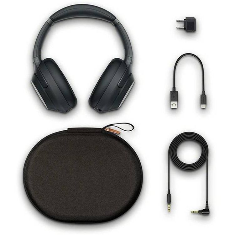 Sony Wireless Noise Cancelling Stereo Headphones with Steel, Plastic & Padded Leather Cover Material, 30 Hours Battery Life, 10m Performance Range, Built-in Microphone- Black
