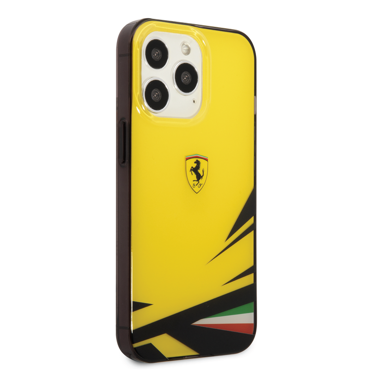 Ferrari PC/TPU Case with Double Layer Print iPhone 14 Pro Compatibility - Yellow