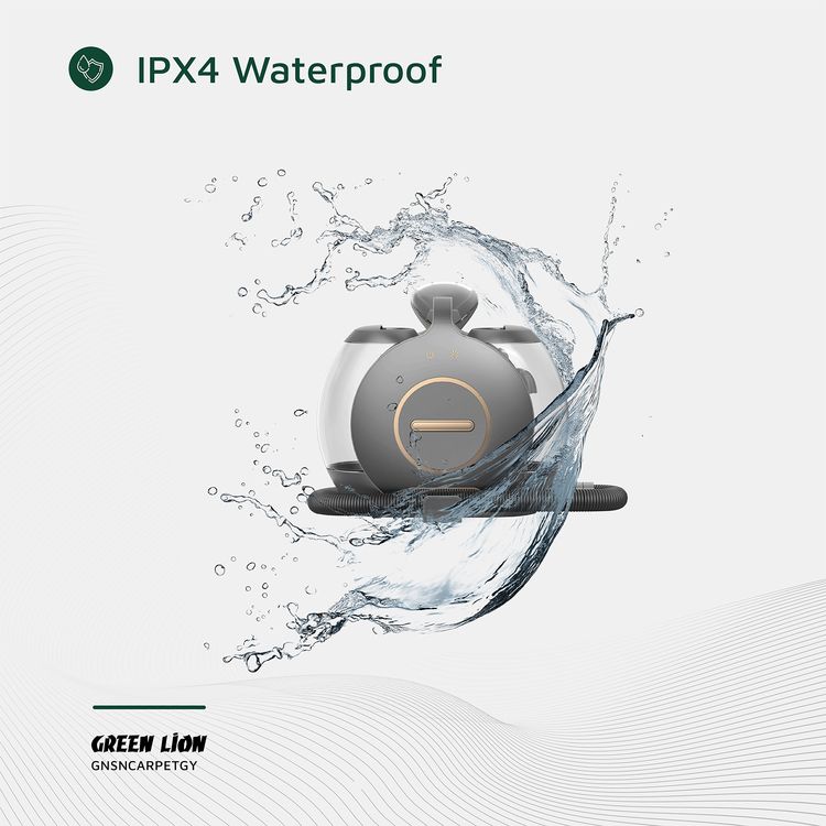 منظف ​​سجاد الحلزون الأخضر الأسد مع وظيفة وضع الحرارة، قوة شفط 13 كيلو باسكال، سعة مياه نظيفة 2 لتر، سعة مياه متسخة 1.4 لتر، طول السلك 5 أمتار، قابس طاقة في المملكة المتحدة، خرطوم مرن 1.5 متر، مقاوم للماء - رمادي