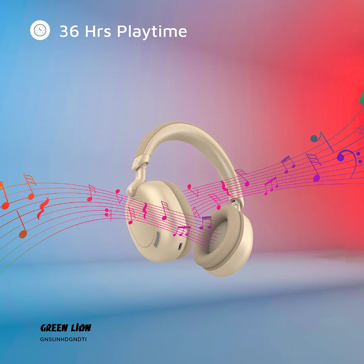 سماعات الرأس اللاسلكية جرين ليون صنستون مع 36 ساعة من التشغيل، بلوتوث V5.3، بمدى مسافة أقصى 10 أمتار، وسعة بطارية 300 مللي أمبير في الساعة - ديزرت تيتانيوم
