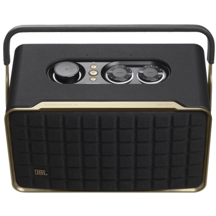 مكبر صوت منزلي ذكي محمول JBL Authentics 300 مزود بشبكة Wi-Fi ومساعد صوتي ومدة تشغيل موسيقى تصل إلى 8 ساعات وبلوتوث 5.3 وبطارية ليثيوم أيون 4800 مللي أمبير في الساعة ومدة شحن 3.5 ساعة - أسود 