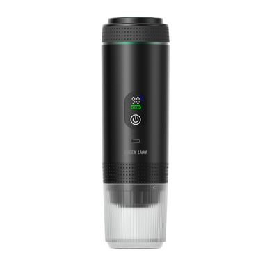 آلة صنع القهوة جرين ليون CAFFEX بقدرة 72 واط، خزان مياه بسعة 80 مل، استخراج ساخن بدرجة حرارة 90°C، استخراج سريع في 70 ثانية، شحن عبر Type-C، سعة البطارية 7500 مللي أمبير - أسود