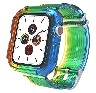 Ahastyle WA06-3840-RW Rainbow Smartwatch Band for Apple Watch 38/40mm , Soft TPU Sport Watch Band with Rugged Bumper Protective Case, Washable Wrist Strap - Rainbow