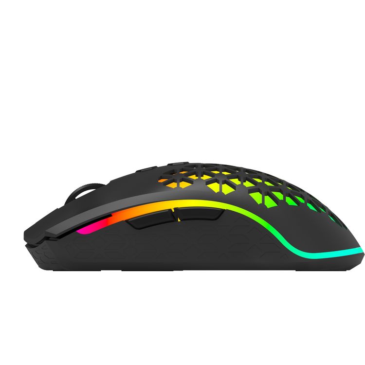 Porodo Wireless Gaming Mouse with 20 Million Clicks Lifespan, Sleek Design, Matte Surface, Super Lightweight, 100 IPS Tracking Speed, 600mAh Built-in Battery - Black