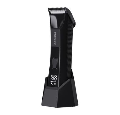 Porodo Ceramic Blade Gentle Grooming Trimmer with Digital Display, 90 Minutes Working Time, 600mAh Battery Capacity, 5W Rated Power, Wet & Dry Shaving, Secure Travel Lock, Detachable Comb, USB-C Charging Port - Black