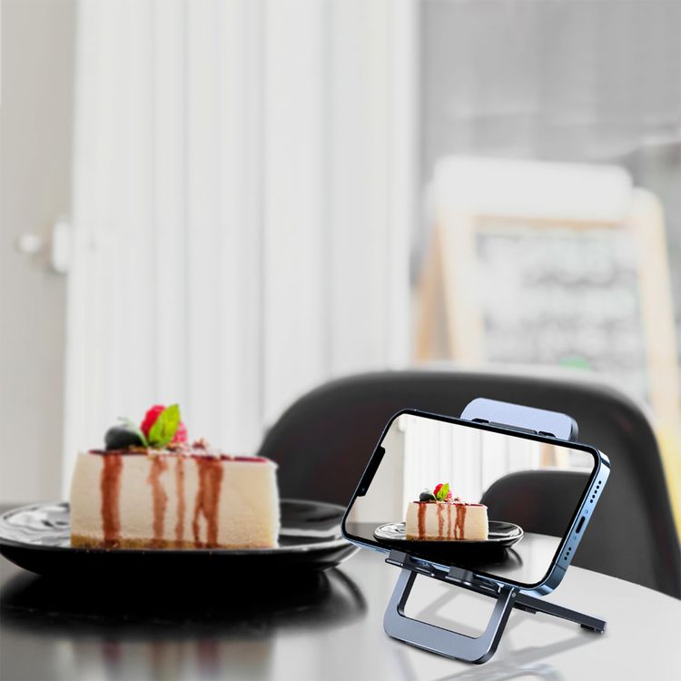 Levelo Airlift Aluminum & Silicone Foldable Phone Stand, Slim & Lightweight Design, Strong & Durable Material - Gray