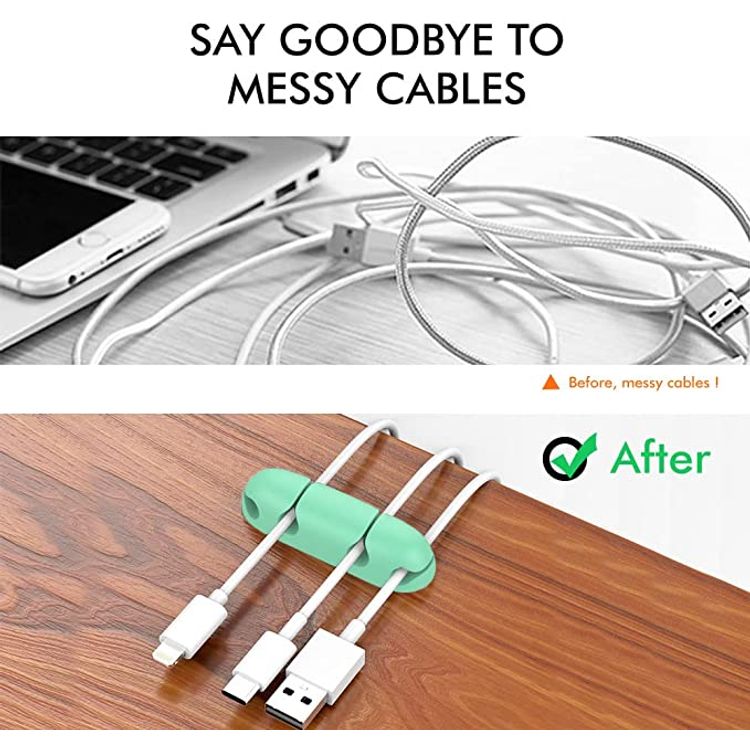 Ahastyle Silicone Multipurpose Cable  Clips/Organizers Desktop Organizer Collection - Green