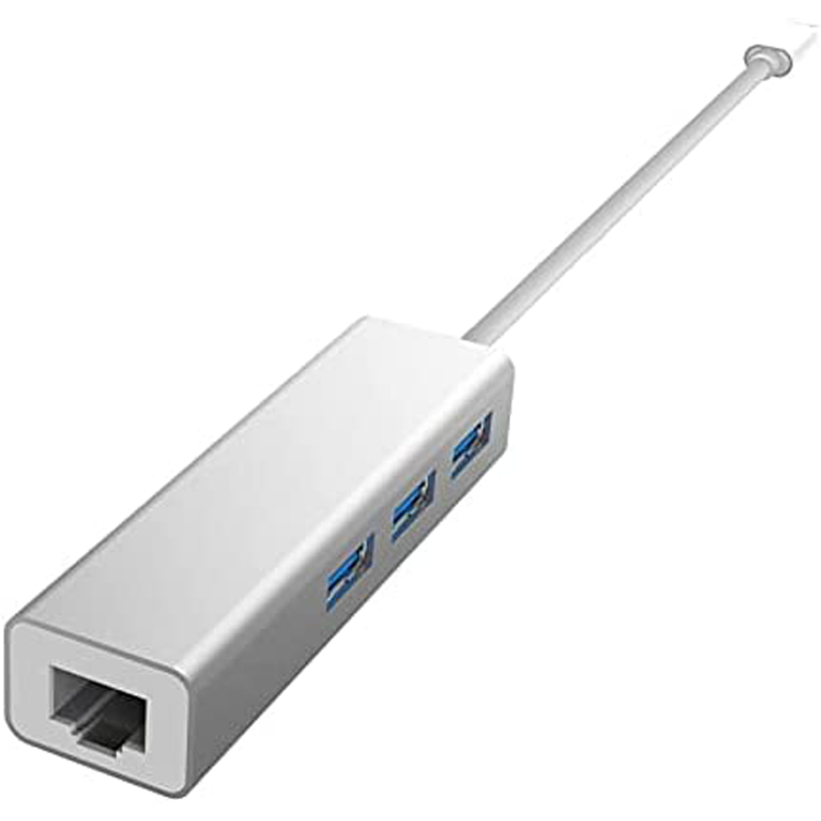 Devia Leopard Type-c3.1 To RJ45/USB 3.1 HUB (1000MBPS), Type-C Interface Expansion USB3.0*4, Efficient Transmission & Synchronous Response, Supports 4 Ports All At Once - Silver