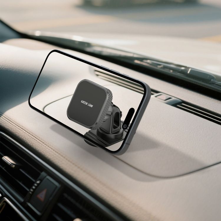 Green Lion Dash Grip Car Phone Holder with Cable Management Hook, 3M Strong Adhesive, One-Hand Operation, Residue-Free Attachment - Black