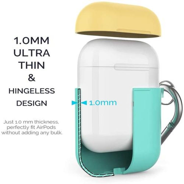 AhaStyle Keychain Version Two Toned Silicone Case with Anti-Lost Ring Compatible for AirPods 1/2 Generation, Scratch Resistant, Drop Resistant