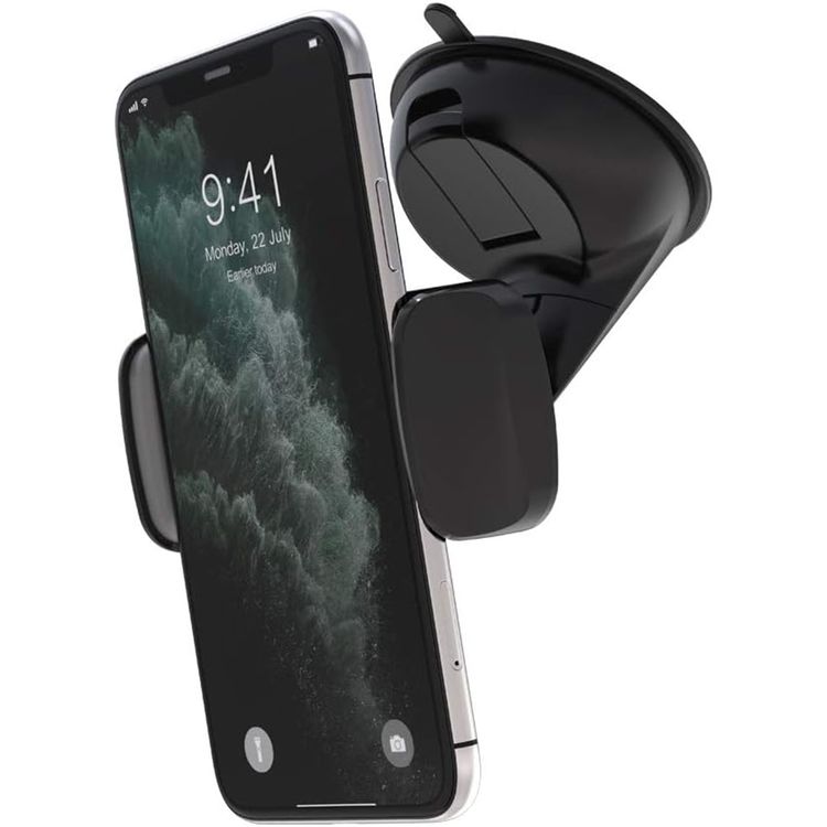 Devia Universal Suction Pad Car Mount V2 for Windshield & Dashboard - 360° Rotatable - Extendable up to 9cm - Car Phone Holder Compatible for 3.5" to 6.5" Smartphones - Black