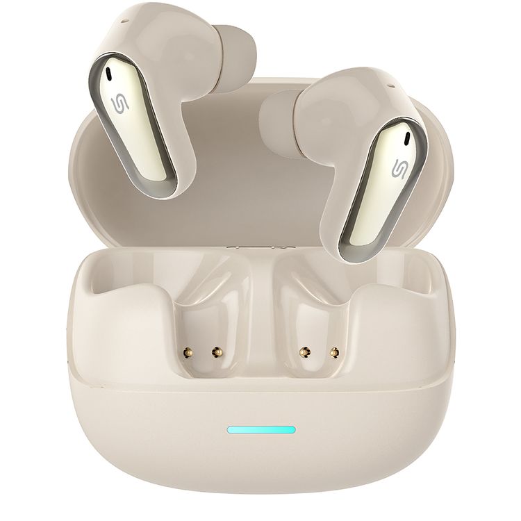 Porodo Gravis True Wireless Earbuds with Touch Control, Up to 5 Hours Play Time, 300mAh Charging Case & 38mAh Earbuds Battery, Sweat & Water Resistant, Voice Assistant, Stereo Sound - Cream