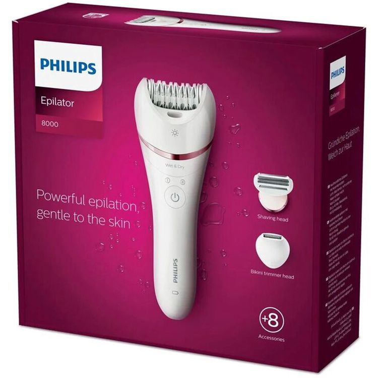 Philips Epilator Series 8000 Wet & Dry Epilator-BRE720/01 - White