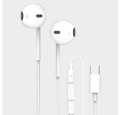 Powero+ Talkie Stereo Hands Free Earphone with TYPE-C connector - White