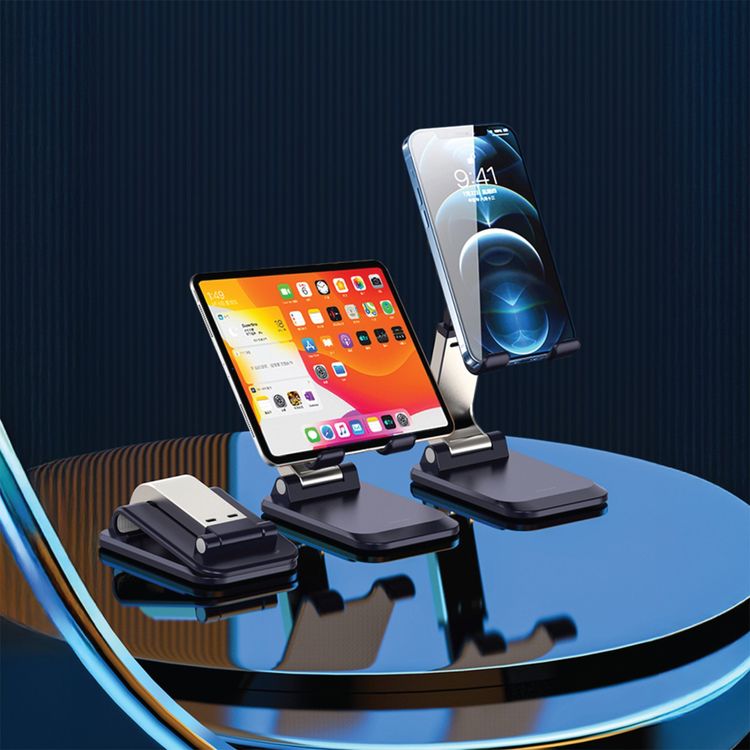 Green Lion M2-Foldable Multi-Angle Holder, 300g Load Capacity, Non-Slip Silicone Pad, Compatible with 4-12.9" Devices, Charging Port Access, Height Adjustment - Black