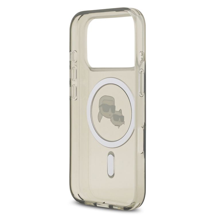 Karl Lagerfeld MagSafe IML Case with Printed Karl & Choupette Heads for iPhone 17 Pro Max, Sustainable Packaging, Drop Protection, Slim Profile, Comfortable Grip, Easy Snap-On, Lightweight Design - Transparent Gray