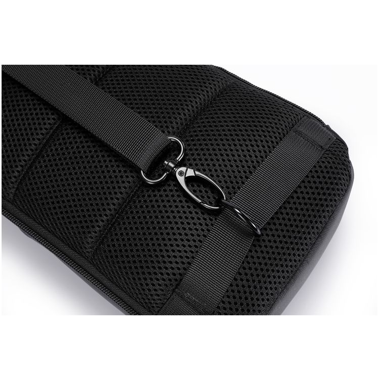 Porodo Cross Body Bag with Water-Resistant Material, Adjustable Shoulder Strap, Secure Device Storage, Padded Back Panel, Type-C Charging Port - Black