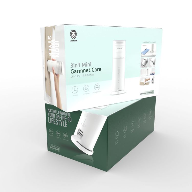 Green Lion 3 in 1 Portable Mini Wireless Cordless Steam Iron - White